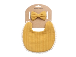 Kit Babador Reversível em Linho e Algodão Estampado para Bebê com Tiara Toalha de Saliva Dp021 1 XIAOMOYU