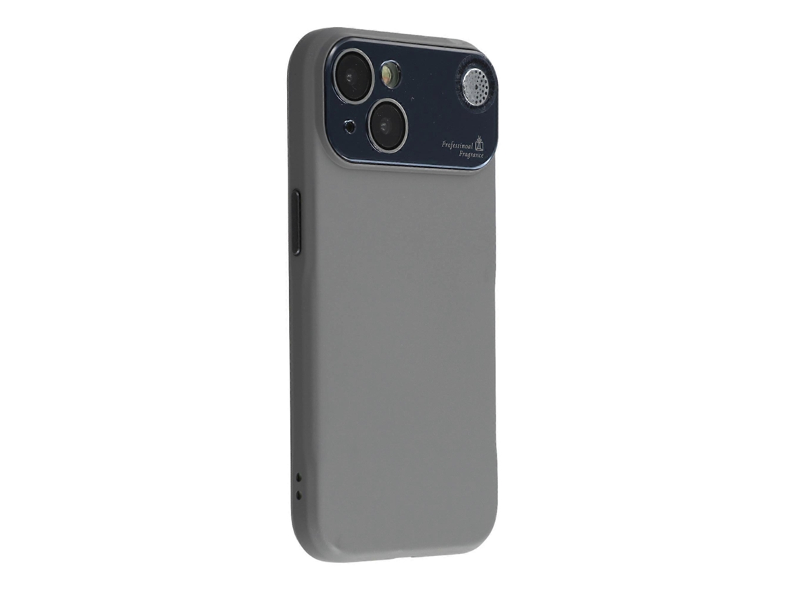 Capa Para Iphone 15 Com Janela Grande Para Câmera E Aromaterapia Em Silicone Líquido, Cinza
