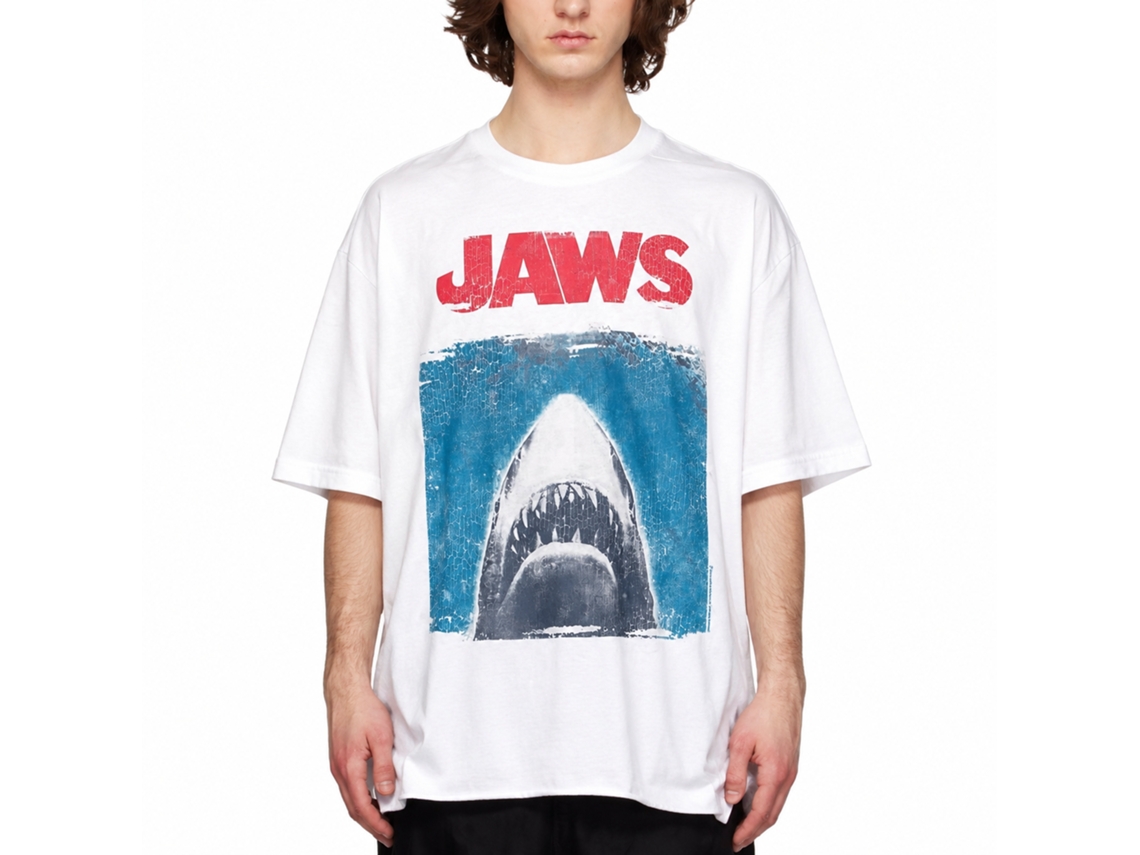 Rockinstone Jaws Movie Simplified Jaws Movie White Adult T-shirt Size:l