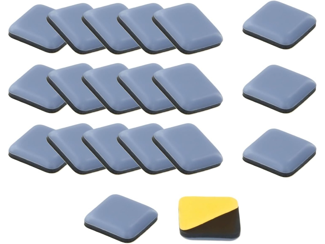 Pacote Com 20 Deslizadores Quadrados De Ptfe Para Móveis, 25x 25mm, Azuis, Resistentes, Para Superfícies Lisas De