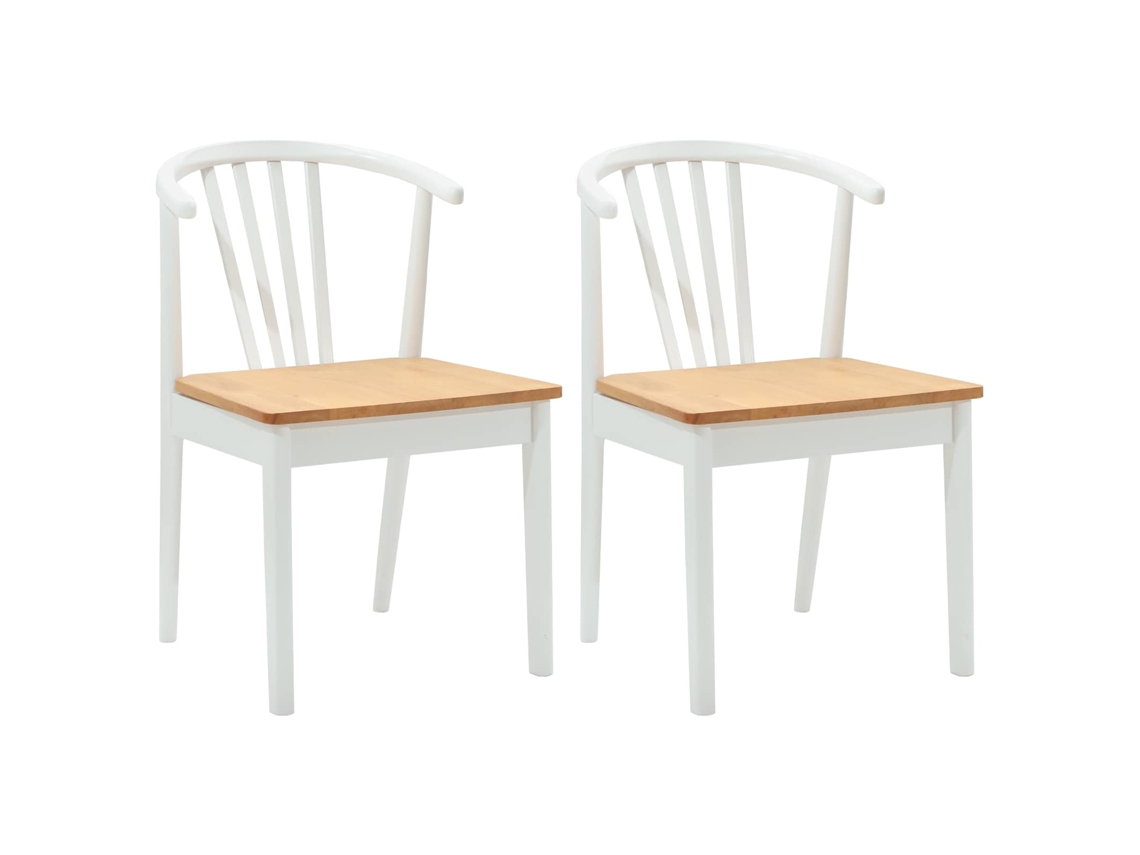 Conjunto 2 Cadeira Vintage Vidaxl Branco Madeira De Seringueira Maciça (51 X 61 X 80,5 Cm)
