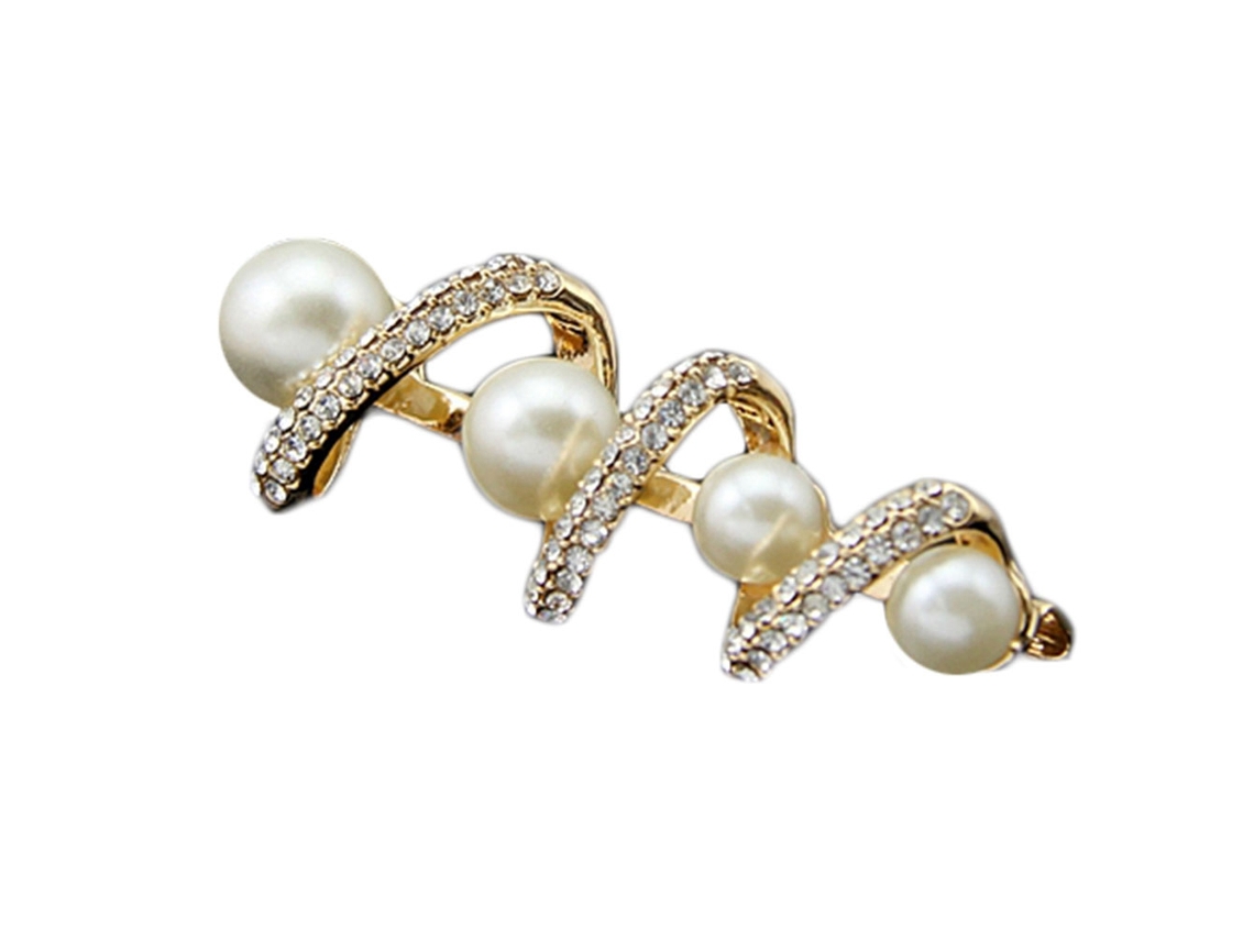 Broche Colar Mulher Decoração Strass Pérola Falsa