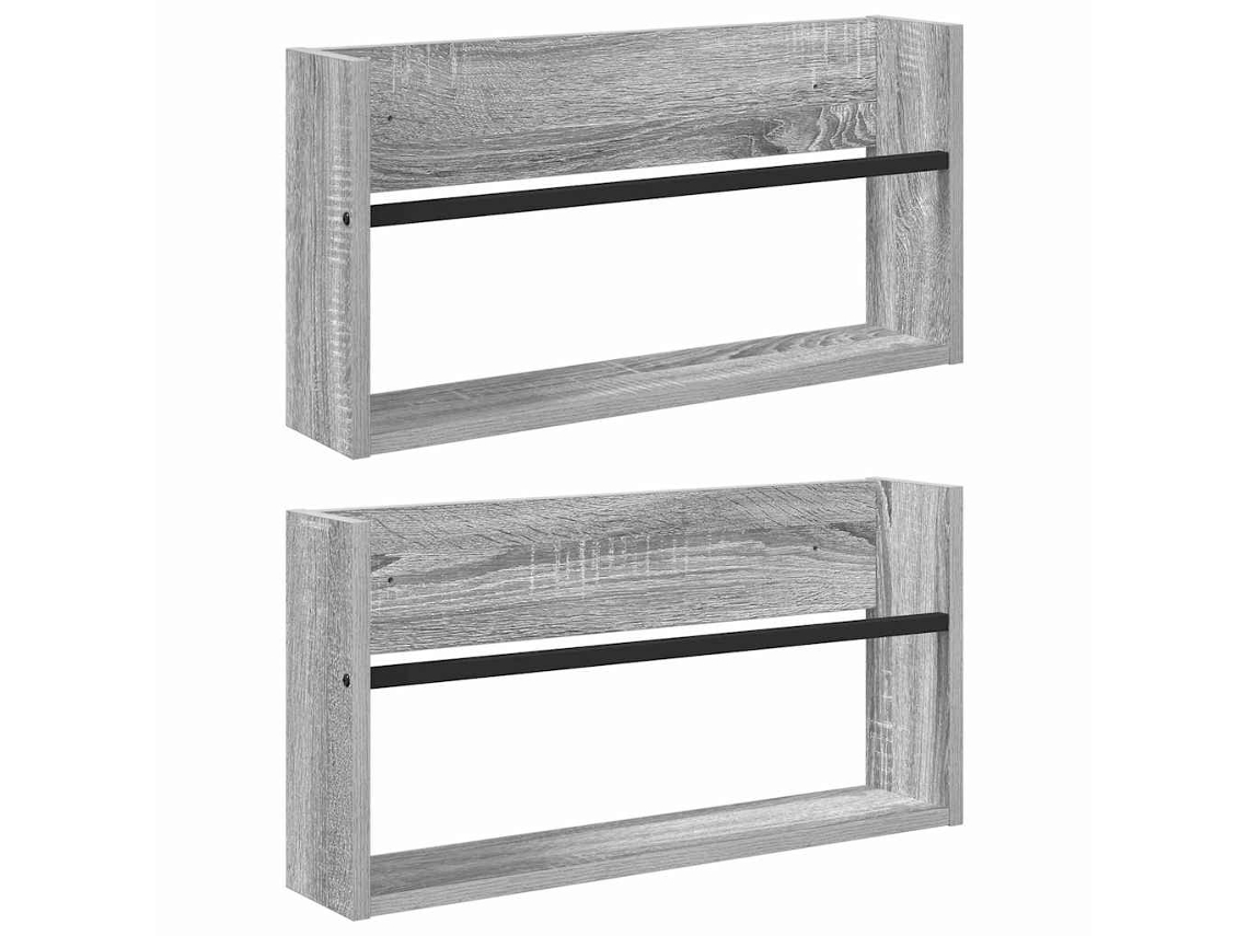 Estante de Revistas Conjunto de 2 Pcs Cinza Sonoma com (60x12x30 cm)