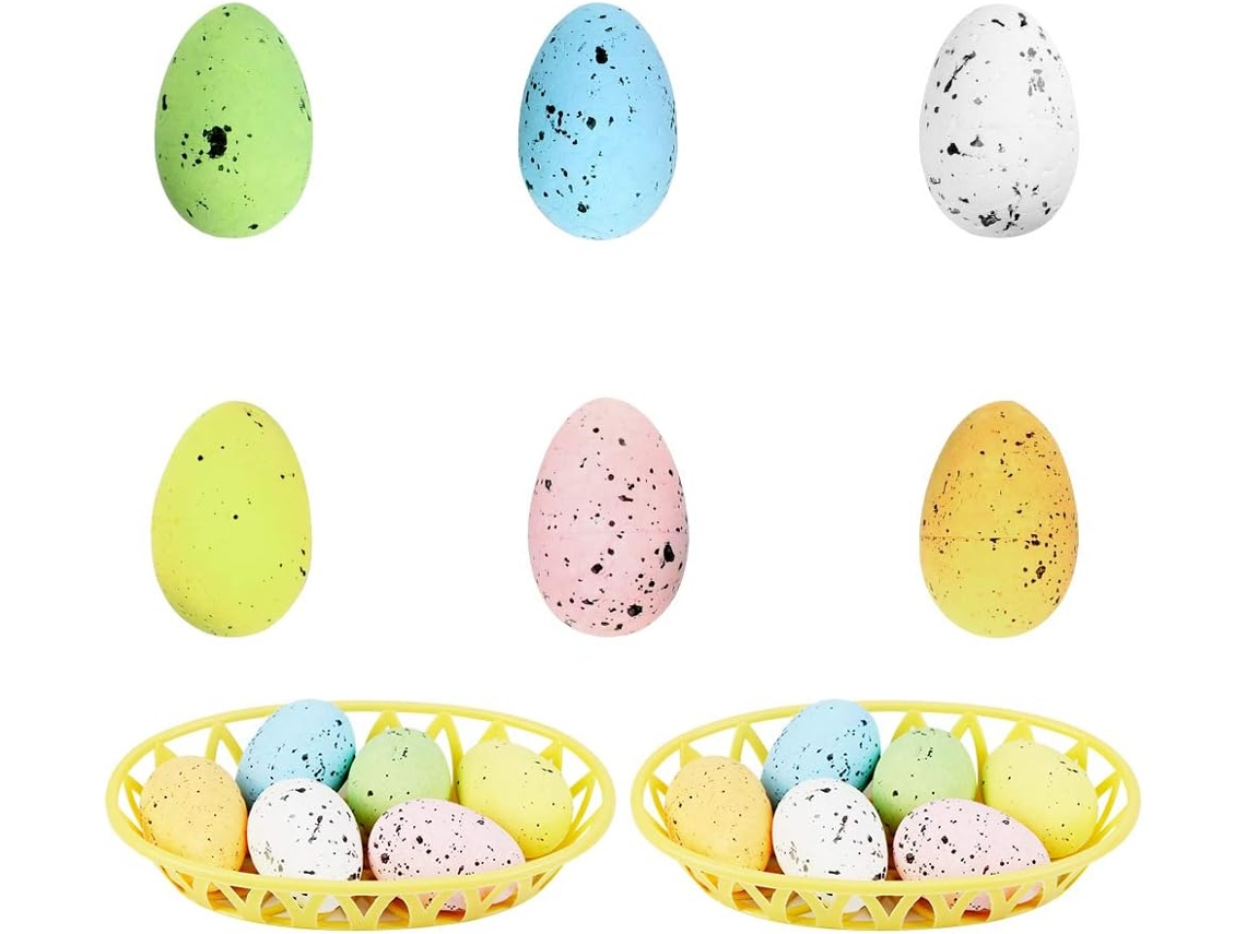 Artigos Decorativos Para Artesanato, Decoração, Ovos Salpicados Embrulhados Em Celofane Transparente Para Decoração De Casa, Conjunto De 12 Peças De P