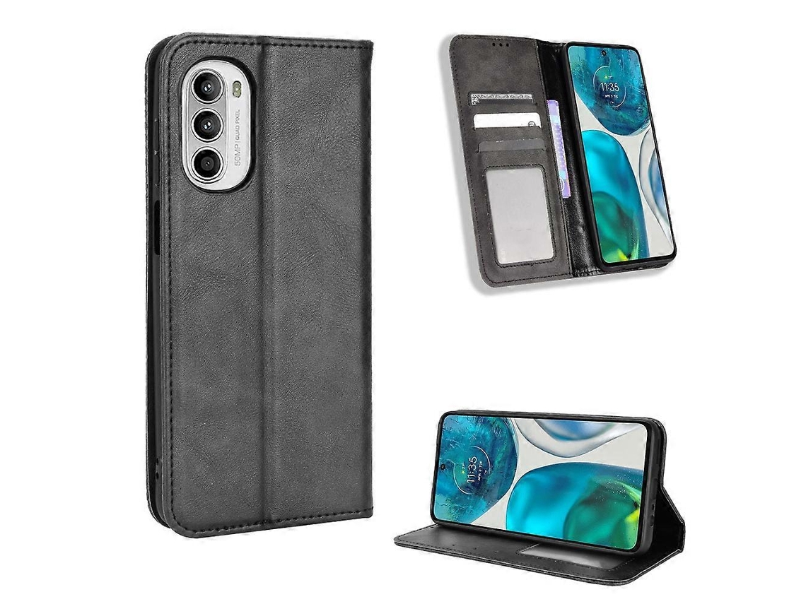 Capa De Celular Motorola Moto G52 4g Com Fecho Magnético E Textura Retrô Em Couro.