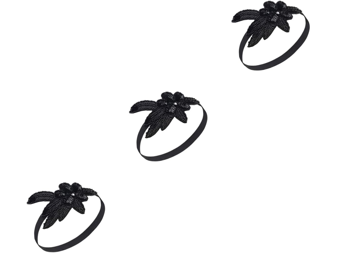 Tiara De Lantejoulas Pretas De 3 Peças - Acessório De Festa Elegante E Exclusivo Para Celebrações