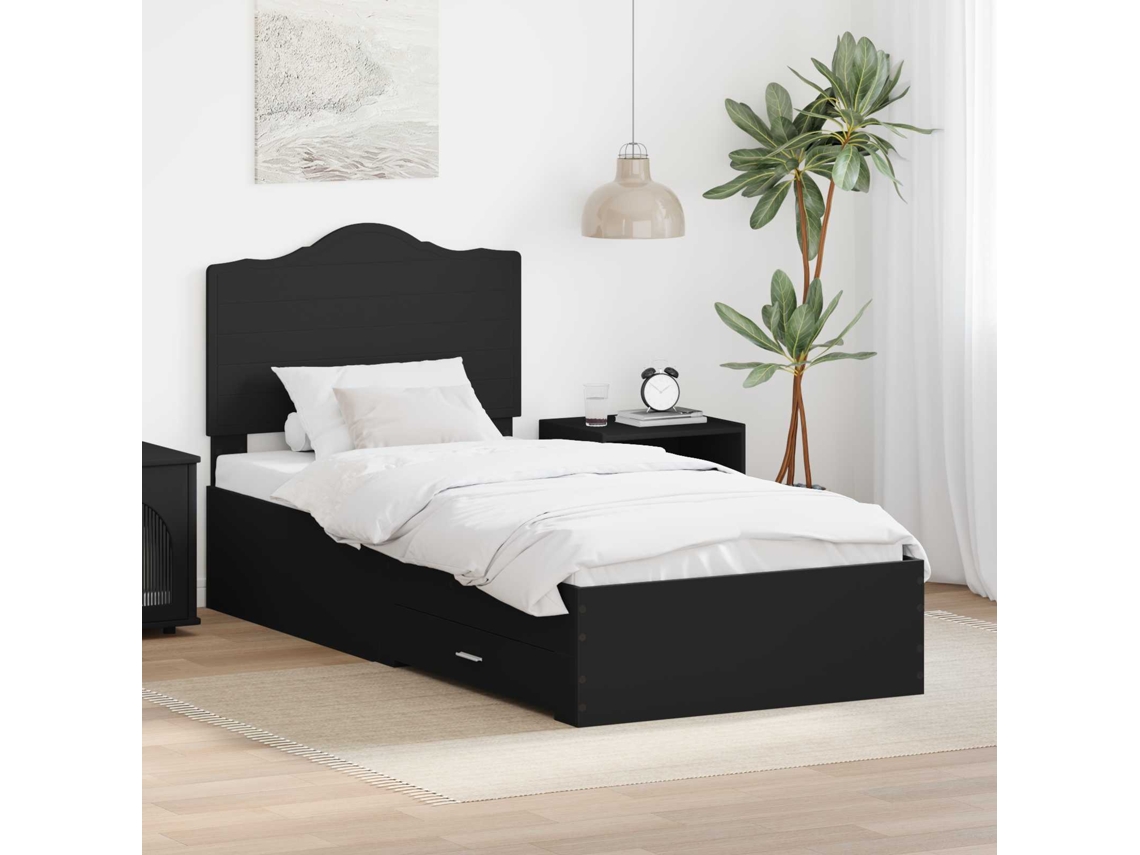 Vidaxl Estrutura Da Cama Preto 100 X 200 Cm Derivados De Madeira