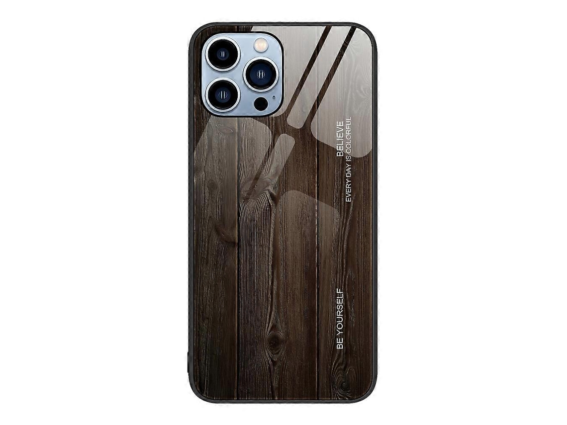 Capa Protetora De Vidro Com Textura De Madeira Para Iphone 13 Pro
