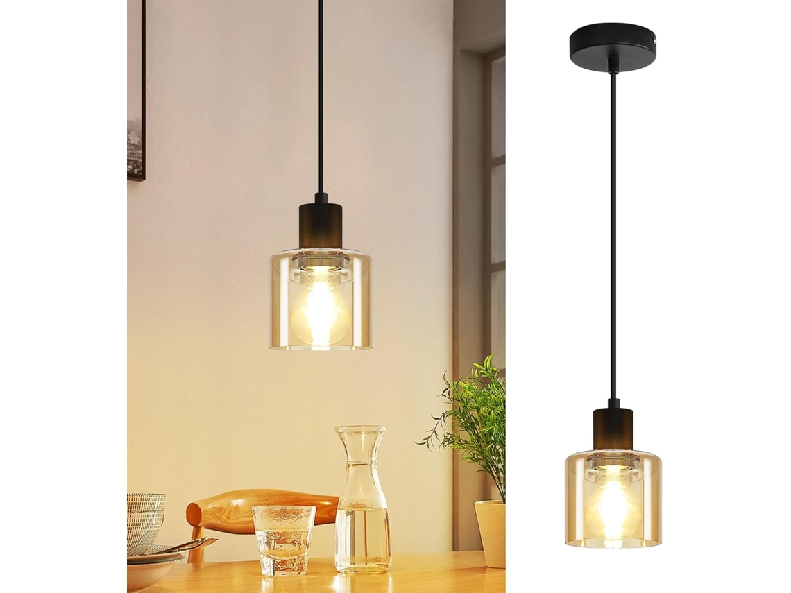 Nettlife Candeeiro Suspenso, Mesa De Jantar Luz Pingente Vintage Pendurado Lâmpada E27 Preto Luz Pingente Com 1 Luzesâmpada Retro Industrial