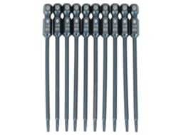 Kit De 10 Brocas De Chave De Fenda Estrela Segura T7 Com Cabo Hexagonal 1/4" 100mm Magnéticas
