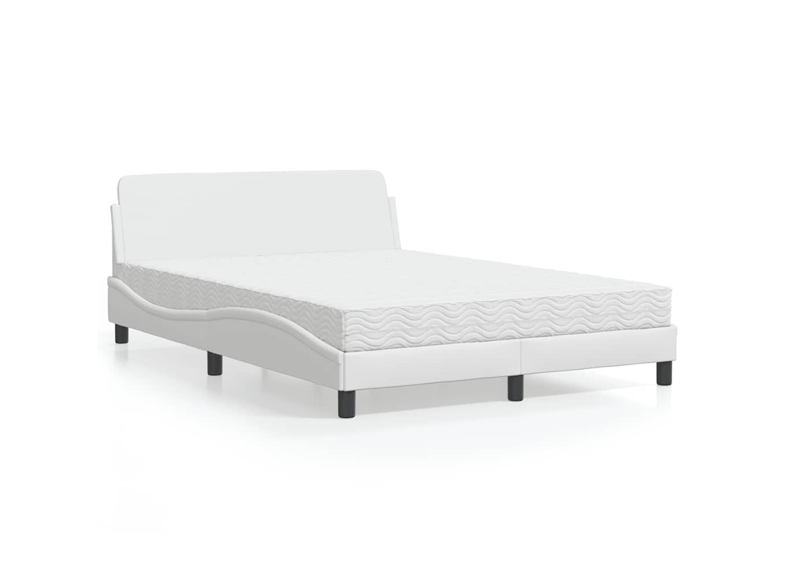 Vidaxl Cama Com Colchão Dover 140x200 Cm Couro Artificial Branco