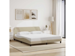 Vidaxl Estrutura de Cama Dover 180x200 Cm Tecido Cor Creme