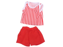 Ats roupas para Bonecas de 18 Polegadas Conjunto de Roupas para Bebê Recém nascido Presente de Aniversário para Crianças Listras Vermelhas Verticais