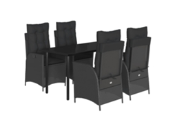 Garden Dining Set, Garden Dining Sets Vidaxl Preto Rattan / Vime (140 X 70 X 74 Cm)