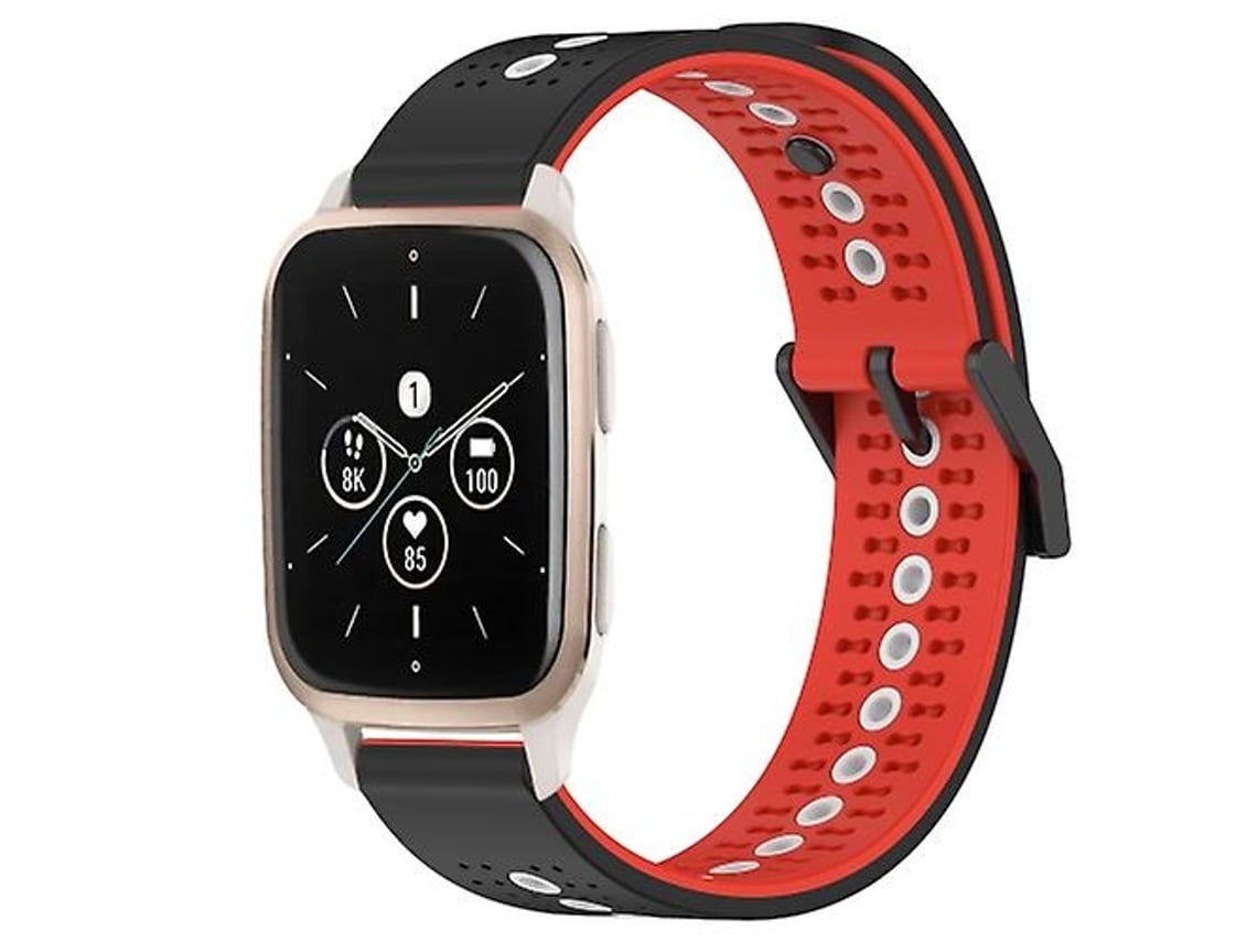 Pulseira De Relógio Silicone Preta, Vermelha E Branca 20 Mm, Compatível Com Garmin Forerunner Sq2 Music.