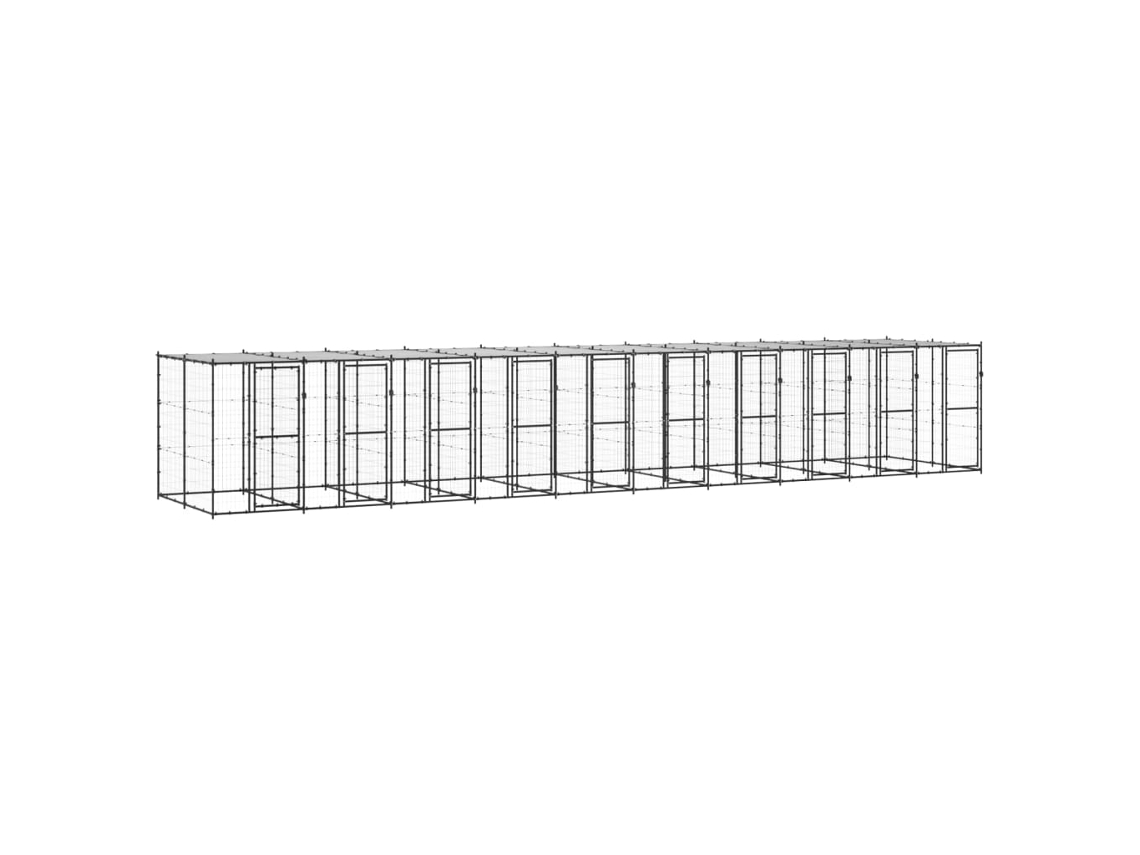 Vidaxl Canil De Exterior Com Telhado 24,2 M² Aço