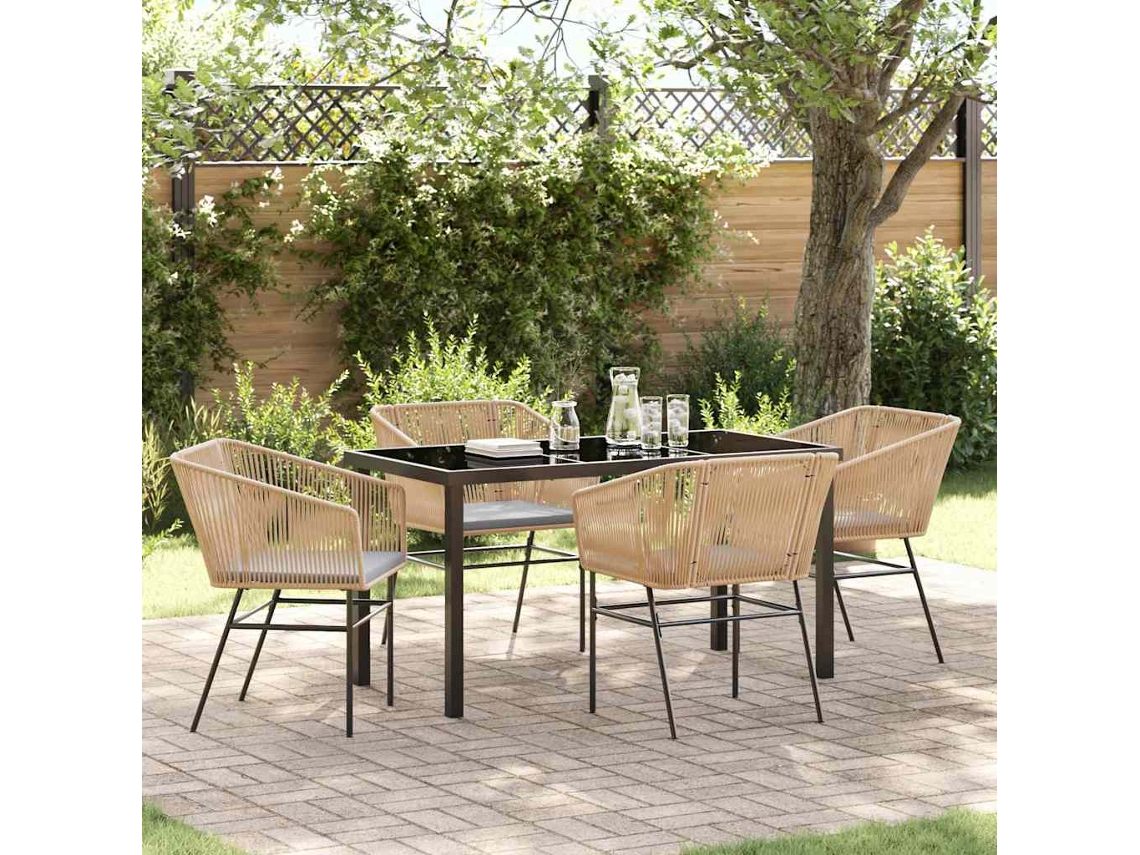 Vidaxl Conjunto de Jantar para Jardim com Almofada 5 Pcs Castanho