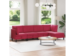 Vidaxl Conjunto De Móveis Para Sala De Estar 5 Pcs Vinho Vermelho