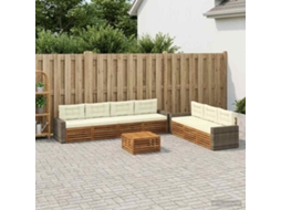 Vidaxl Conjunto De Sofás Para Exterior 8 Unid. Natural E Creme