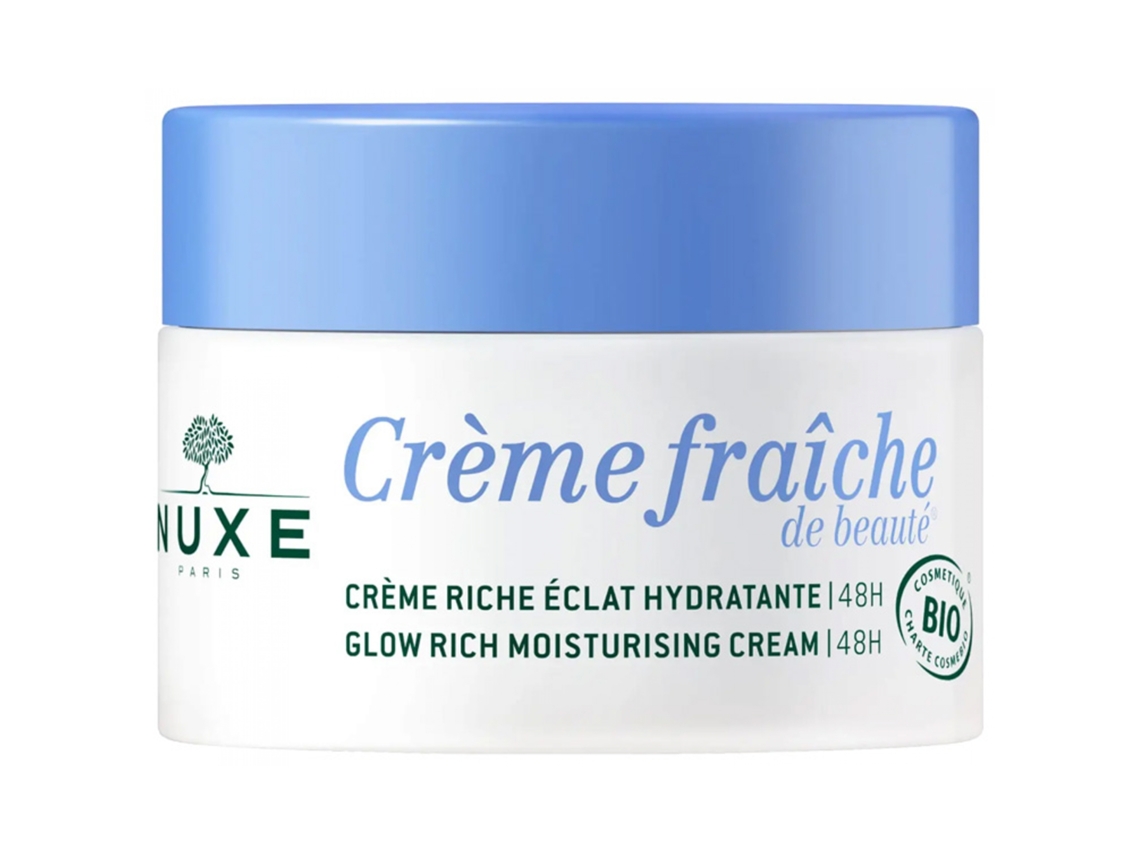 NUXE Crème Fraîche de Beauté Crème Riche Éclat Hydratante 48H Bio 50 Ml