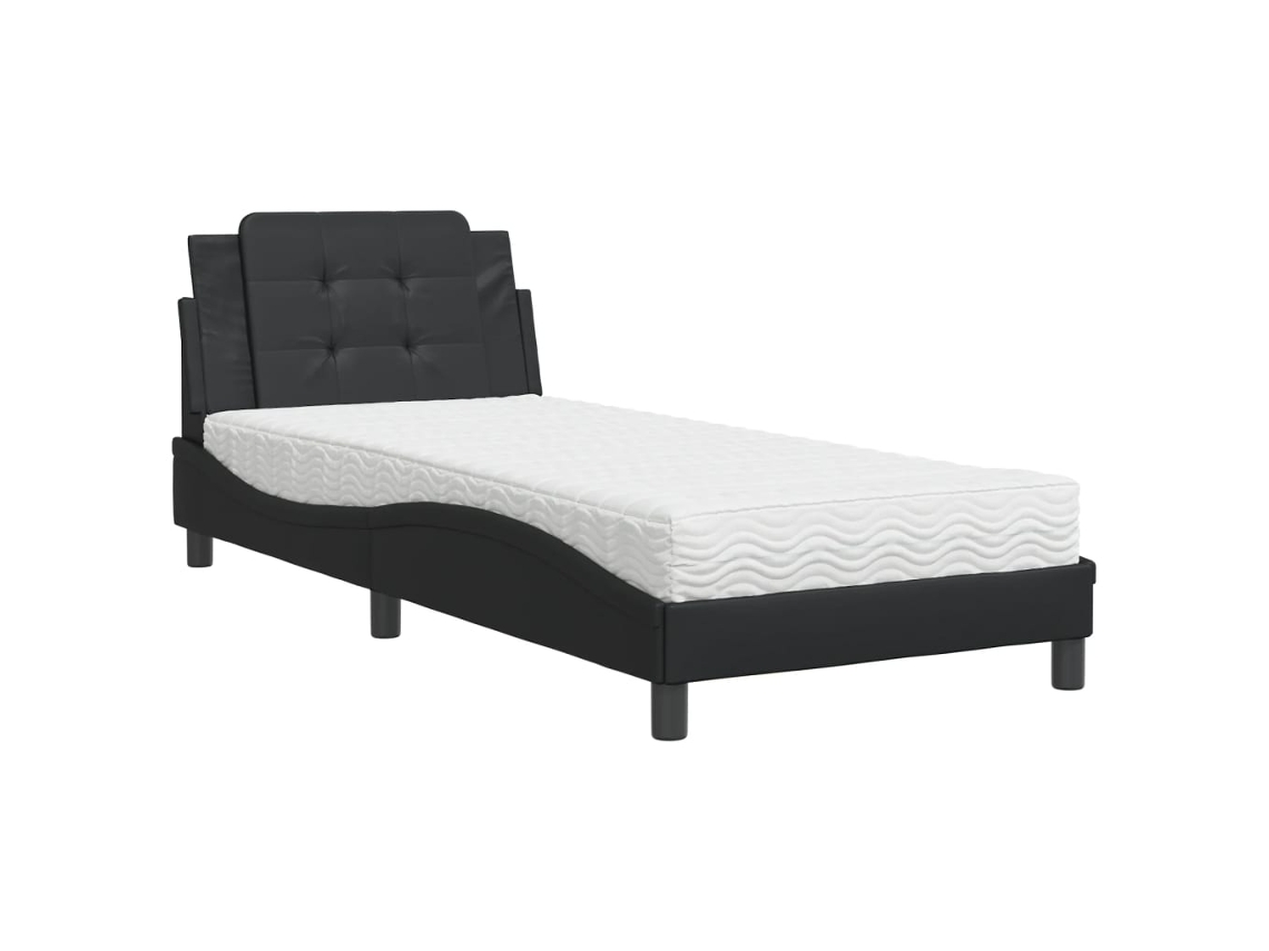 Bed, Beds Vidaxl Preto Couro Artificial (80 X 200 Cm)