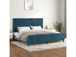 Vidaxl Estrutura De Cama Sem Colchão 200x200 Cm Veludo Azul-escuro
