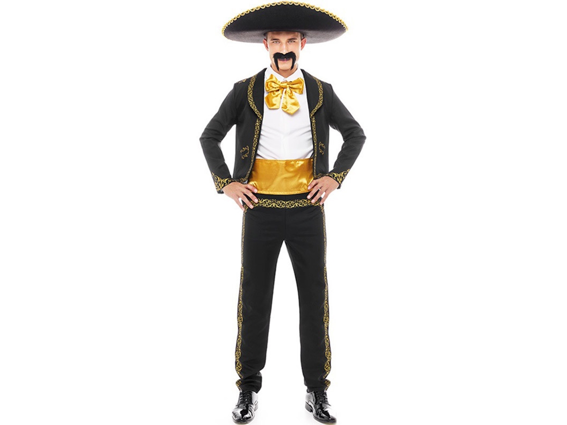 Fato de Homem PARTILANDIA Mariachi Charro Preto e Dourado (Tam.: S)