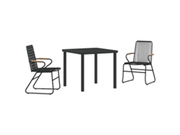 Maison Exclusive - Conjunto De Jantar Para Jardim 3 Pcs Preto Aço Revestido A Pó