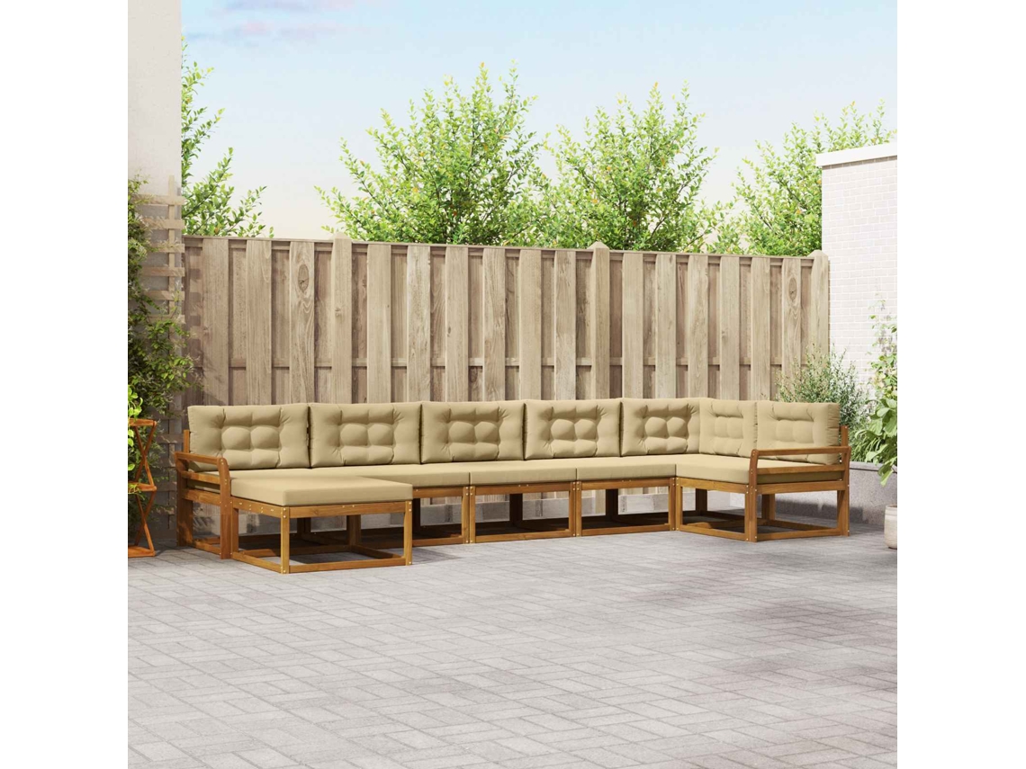 Vidaxl Conjunto De Sofás Para Exterior 7 Unid. Natural E Bege