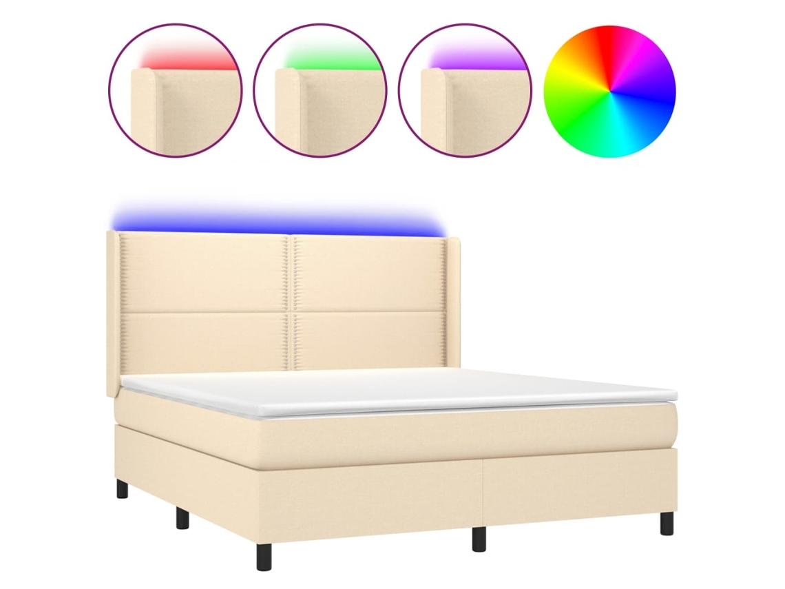 Box Spring Bed, Box Spring Beds Vidaxl Creme Tecido (180 X 200 Cm)