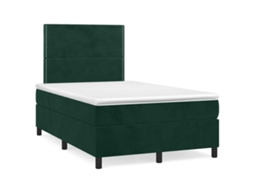 Cama Boxspring com Colchão Veludo Verde Escuro MAISON EXCLUSIVE (120x200 cm)