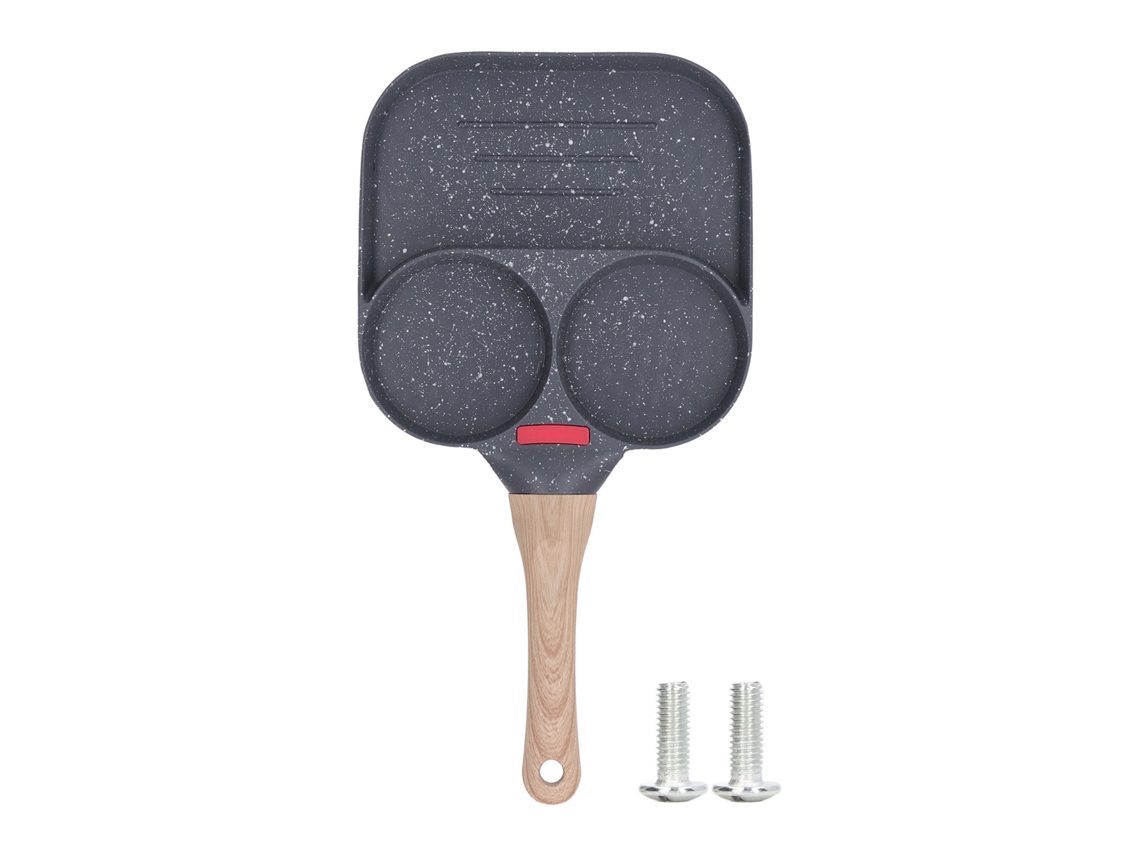 Frigideira de alumínio com silicone termossensível, 3 buracos, antiaderente, para ovos, panquecas, omeletes S/MARCA