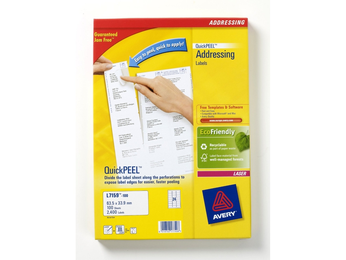 Etiqueta de endereço AVERY L7159-100 branca