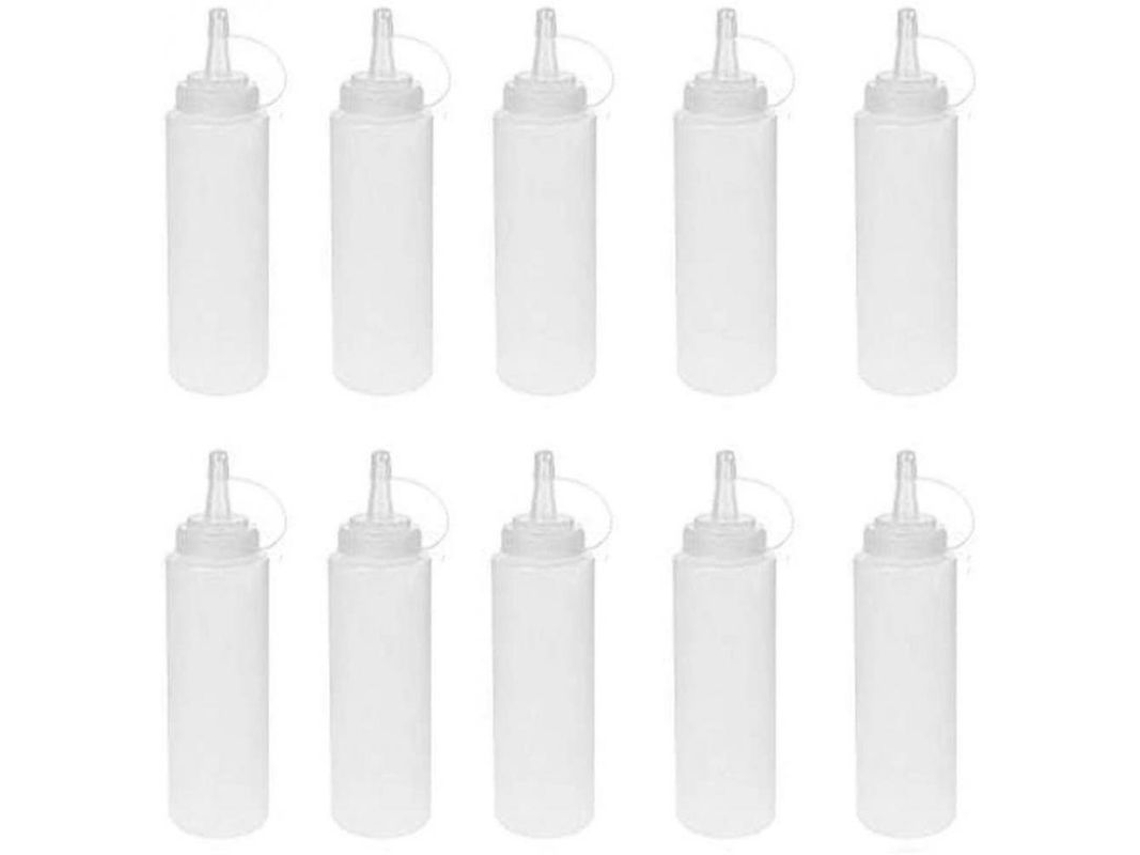 2026 10 Garrafas de Pressão 8oz 230ml Sem Vazamentos, Plástico Pe Transparente Sem Bpa para Molhos e Líquidos