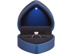 Caja De Anillo Corazón Com Luz Led, Estojo De Joias De Veludo Para Casamento, Compromisso E Aniversário (azul-2 Unidades)