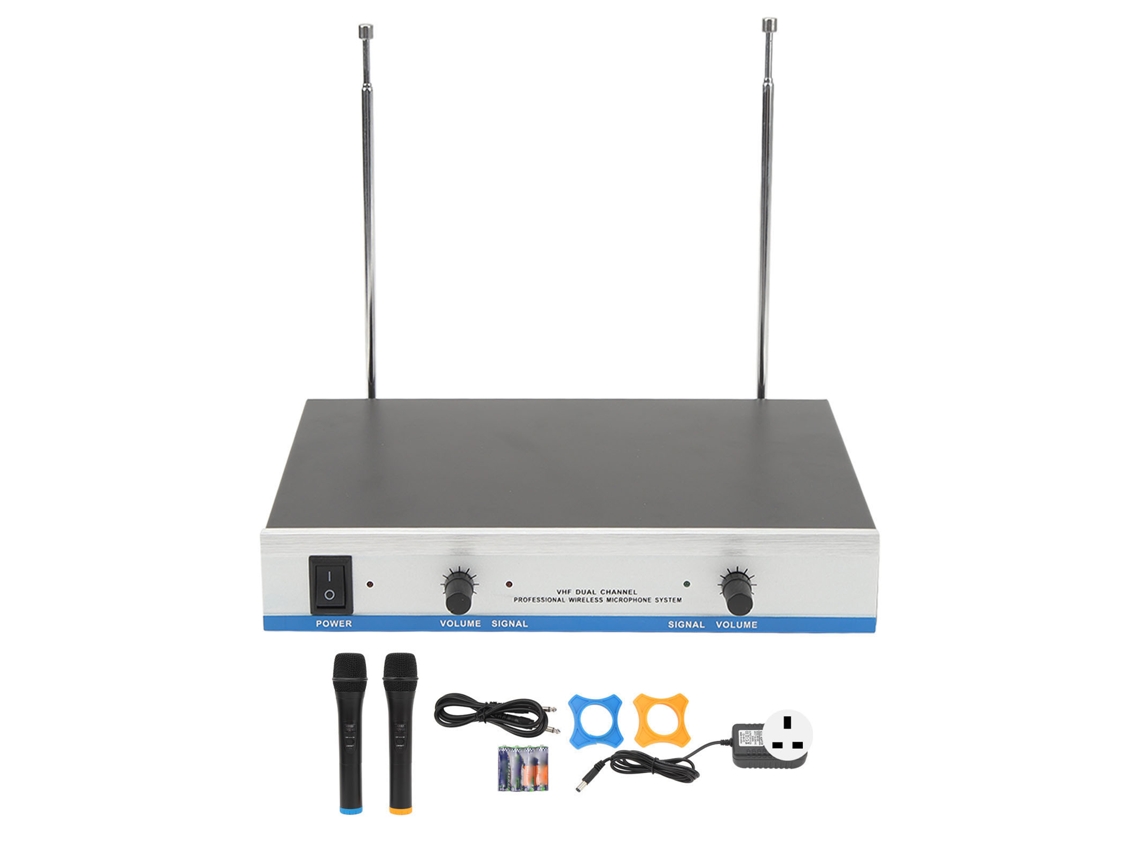 Sistema de microfone sem fio duplo S/MARCA, profissional, metálico, para karaokê, com plugue UK 100‑240v