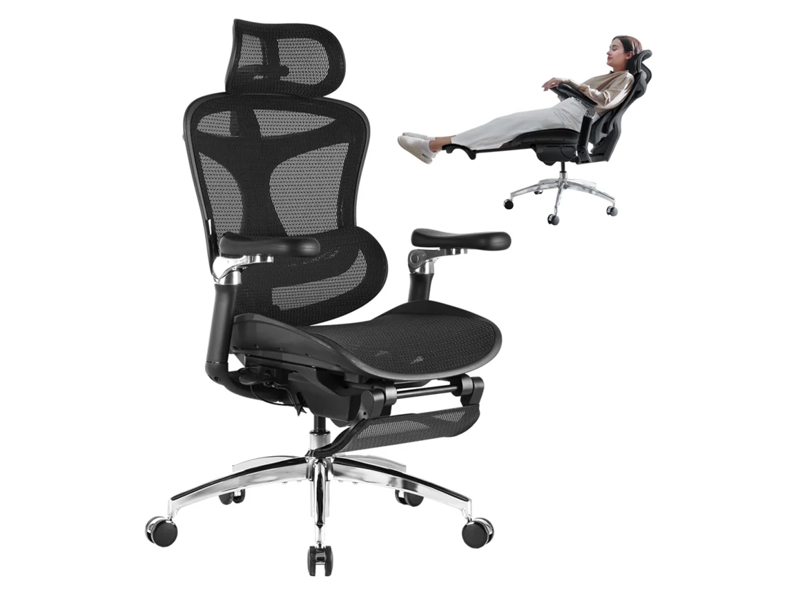 Sihoo Doro C300 Pro Cadeira De Escritório Ergonómica JT - Apoios De Braços 5d, Suporte Lombar Autoajustável, Encosto Em Rede - Até 150kg - Preto