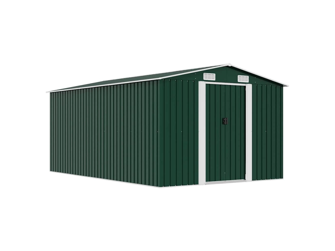 Vidaxl Abrigo De Jardim 257x392x181 Cm Metal Verde