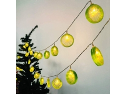Luzes decorativas Nova Line de fatias de limão, vime com folhas verdes, luzes fadas USB