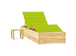 Vidaxl Espreguiçadeira De Jardim Com Mesa E Almofadão Pinho Impregnado