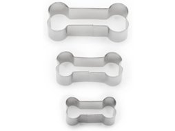 Conjunto de Moldes para Biscoitos em Forma de Osso de Cão, 3 peças, Aço Inoxidável | S/MARCA