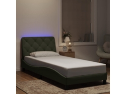 Estrutura De Cama C/ Luzes Led 90x190 Cm Veludo Cinzento-claro