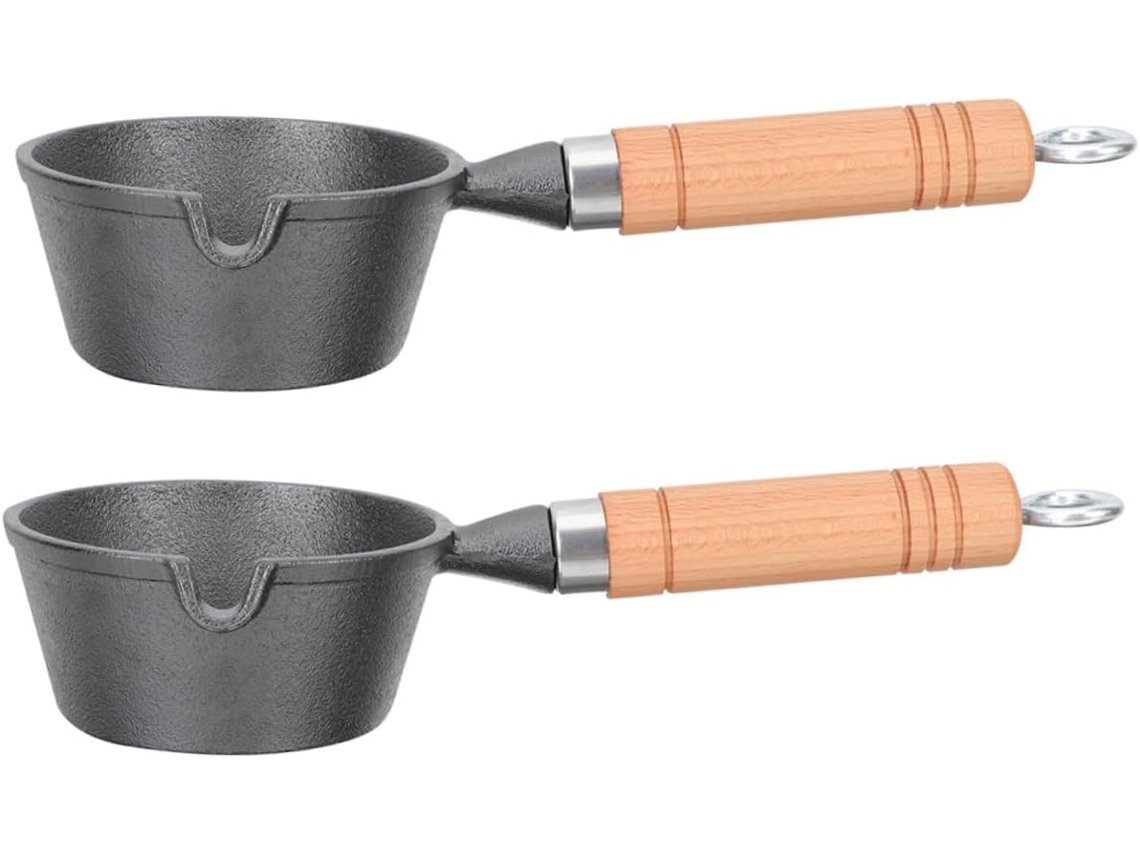 De 2 Peças De Panela De Ferro Fundido Com Alça, Aquecedor De Leite Pequeno, Panela Para Molhos, Ideal Para Cozinha, Gokoco