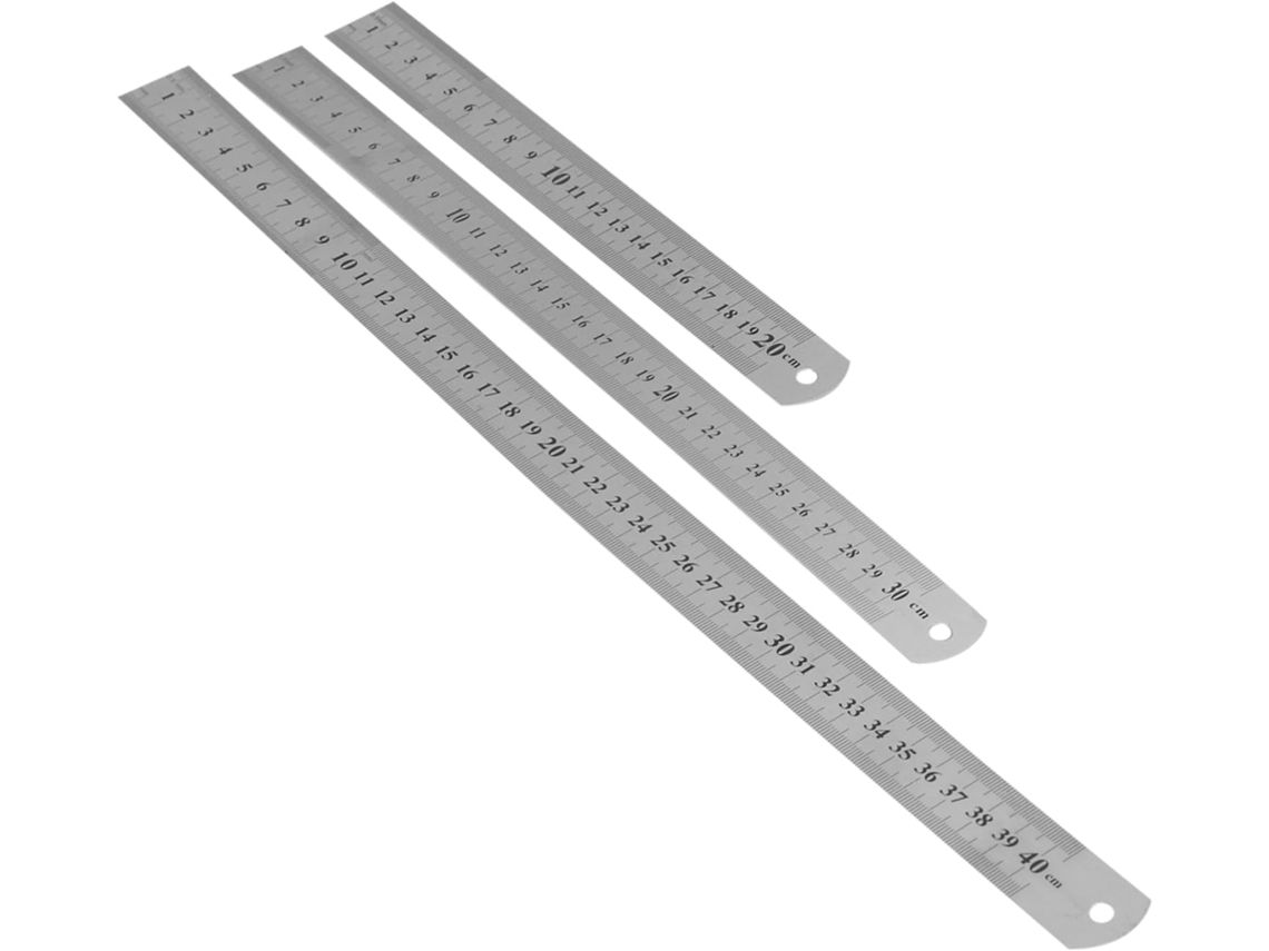 Conjunto Shineofi De 4 Réguas De Aço Inoxidável Reforçadas, 20 Cm, 30