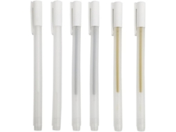 Conjunto De Canetas De Gel 6 Unidades - Canetas De Gel Metálicas 0,6 Mm/0,8 Mm - Caneta Para Papel Preto - Regalo Para Casamento - Inclui Ouro/prata/b