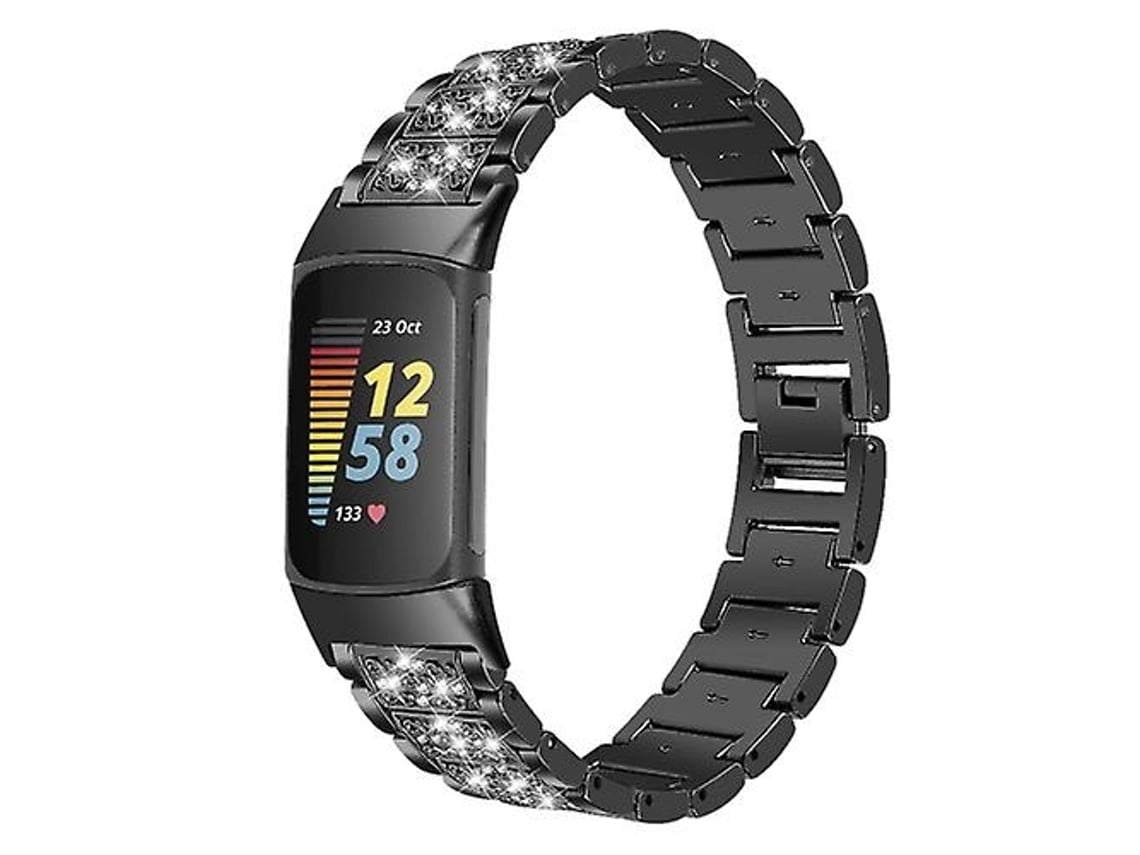 Lurelia Pulseira Black Diamond Em Aço Inoxidável, Compatível Com Fitbit Charge 5