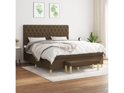 Vidaxl Cama Com Molas/colchão 160x200 Cm Tecido Castanho-escuro