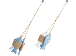 Conjunto 2 Pingentes Peixe Madeira Decoração Parede Oceânico Ornamento Náutico Natural Quartos Meninos Meninas GOKOCO