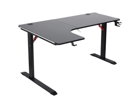 Todeco Mesa Em Forma De L, Mesa De Jogos 160×100 Cm Com Led, Mesa De Jogos Com Placa De Fibra De Carbono, Com Porta-copos E Gancho Para Fone De Ouvido