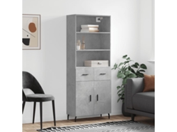 Vidaxl Armário Alto 69,5x34x180 Cm Derivados De Madeira Cinza Cimento